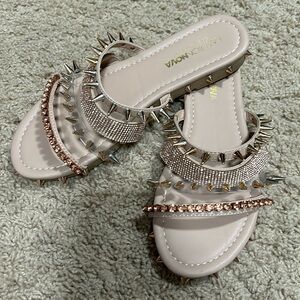 Fashion Nova NEW nude & rose gold jeweled, spiked sandals